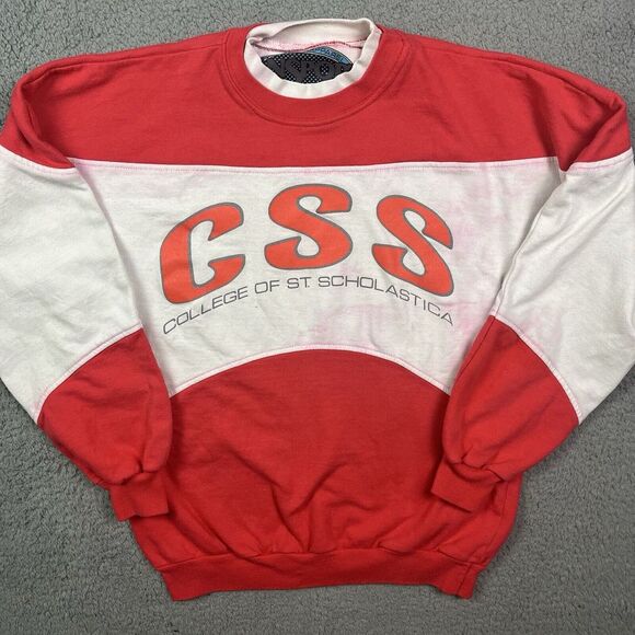Jansport Sweaters - Vintage College Of St Scholastica Sweater Pink White Sweatshirt MN Minnesota 80s